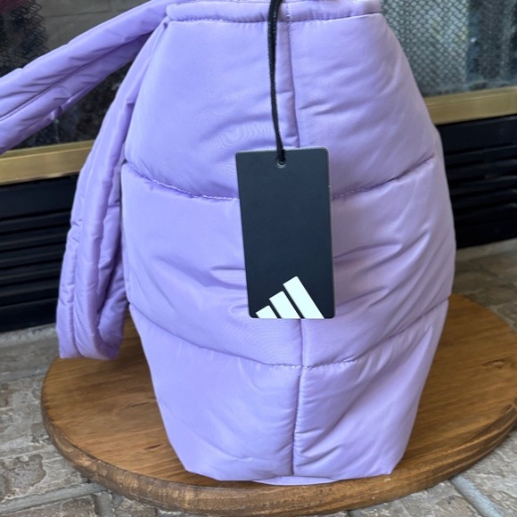 Adidas Women's Quilted All Me 3 Tote Powder Purple Plum Bag Puffy Travel NEW - Picture 10 of 10